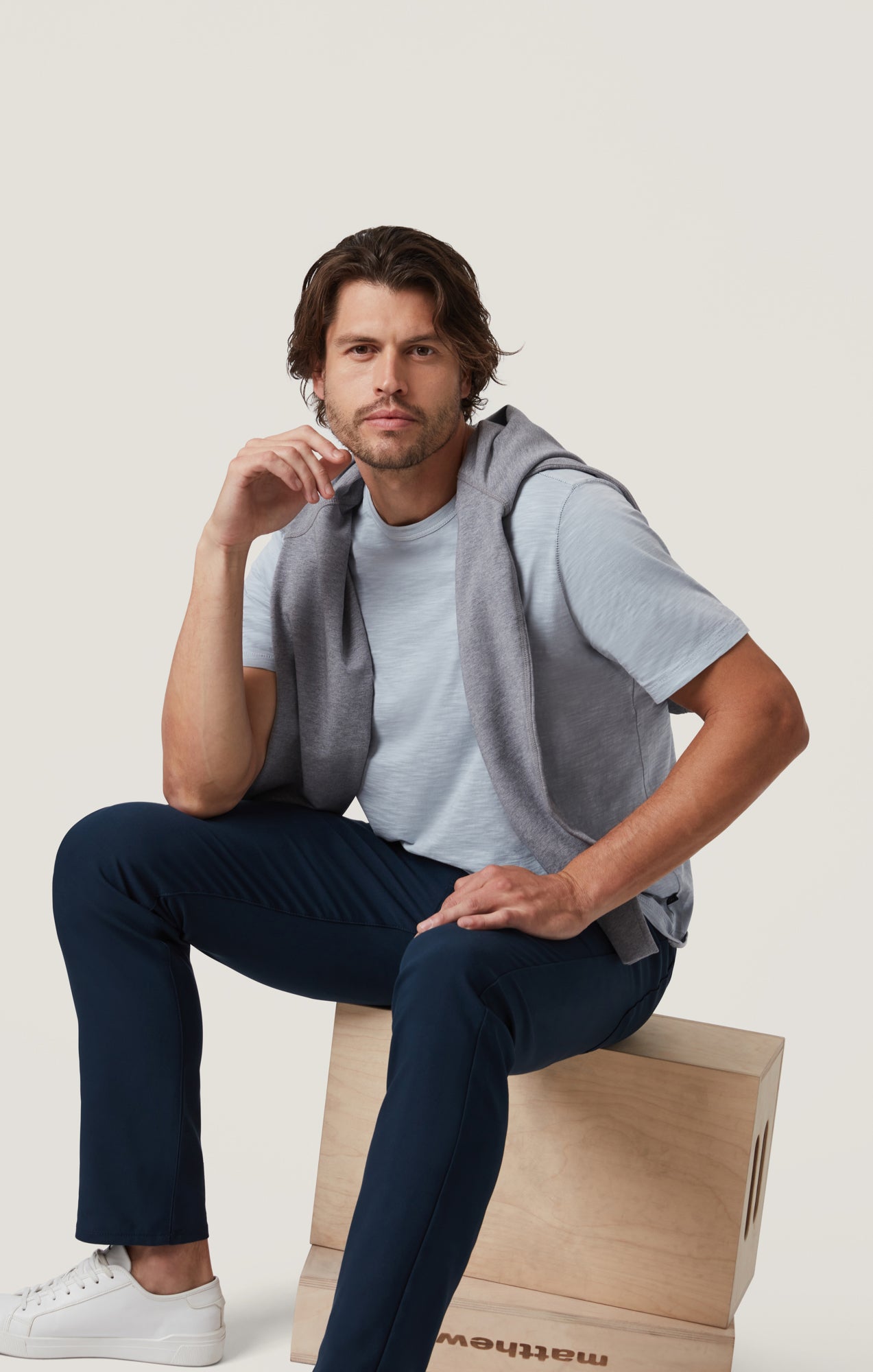 34 Heritage Slub Crew Neck Tshirt Blue Fog-Men's T-Shirts-Brooklyn-Vancouver-Yaletown-Canada