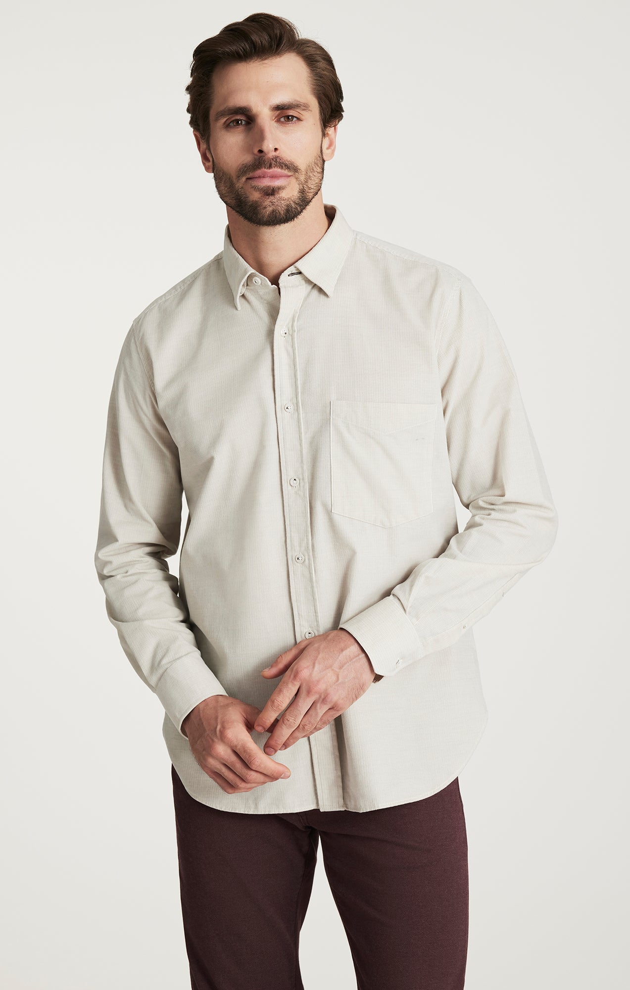 34 Heritage Corduroy Shirt Beige-Men&#39;s Shirts-Brooklyn-Vancouver-Yaletown-Canada