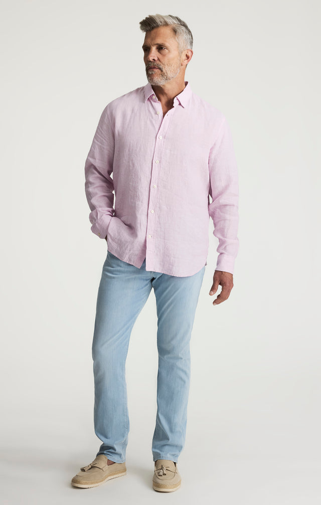 34 Heritage Linen Shirt Lilac-Men's Shirts-Brooklyn-Vancouver-Yaletown-Canada