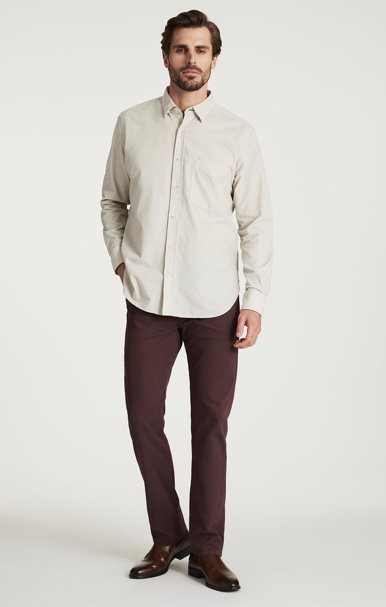 34 Heritage Corduroy Shirt Beige-Men&#39;s Shirts-Brooklyn-Vancouver-Yaletown-Canada