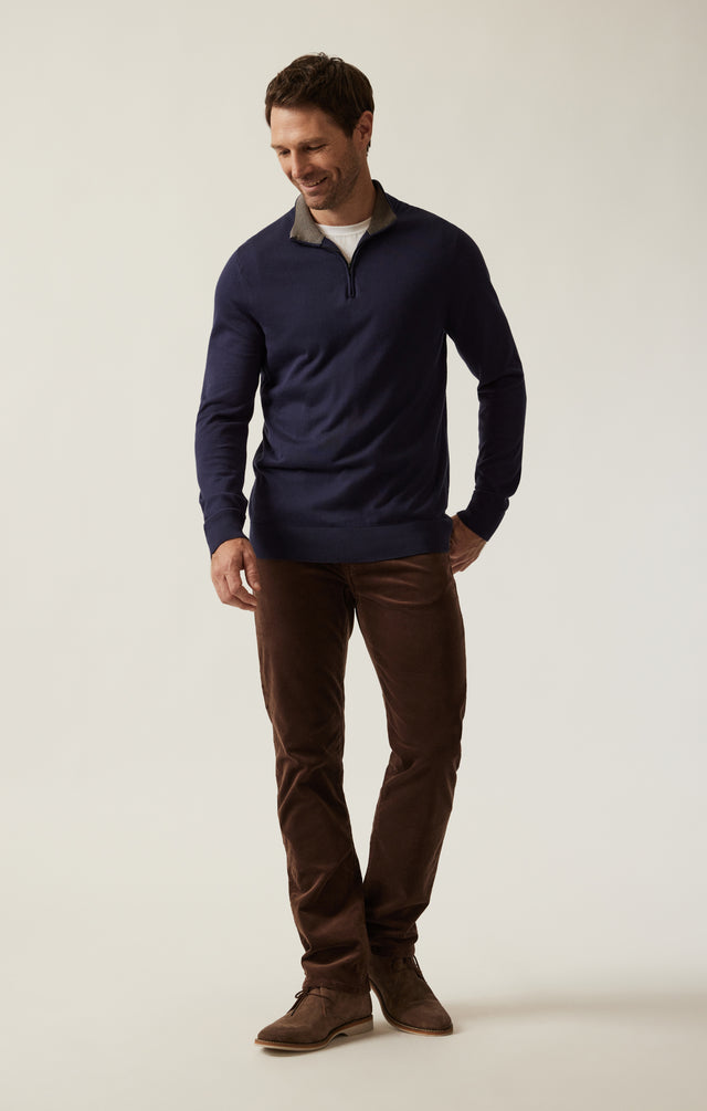 34 Heritage Quarter Zip Sweater Navy-Men&#39;s Sweaters-Brooklyn-Vancouver-Yaletown-Canada