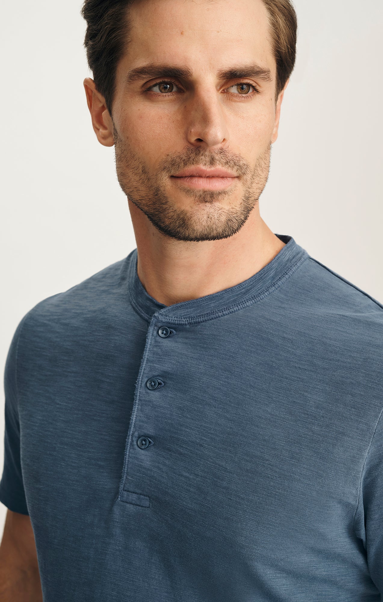 34 Heritage Slub Ss Henley Vintage Indigo-Men's T-Shirts-Brooklyn-Vancouver-Yaletown-Canada