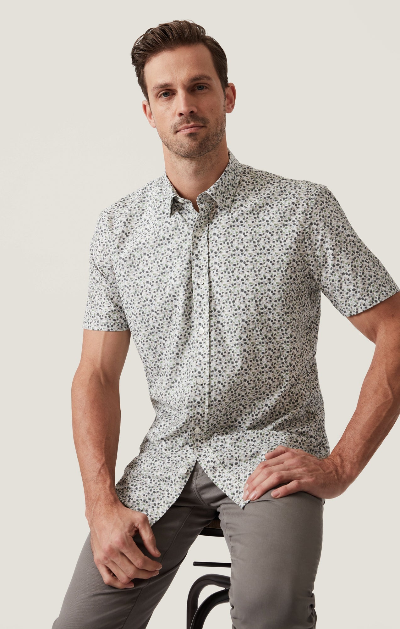 34 Heritage Grove Short Sleeve Shirt Olive-Men's Shirts-Brooklyn-Vancouver-Yaletown-Canada