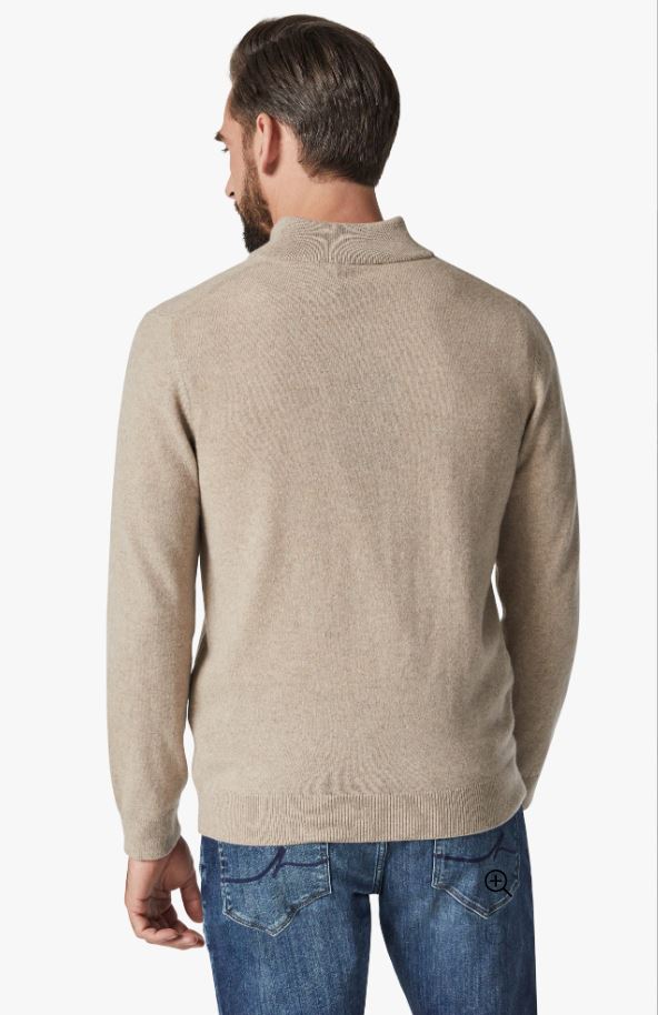 34 Heritage-Cashmere Quarter Zip Sweater-Beige FW23-Men's Sweaters-Yaletown-Vancouver-Surrey-Canada