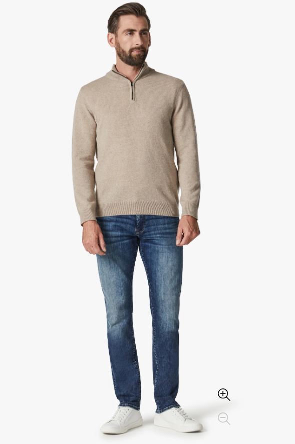 34 Heritage-Cashmere Quarter Zip Sweater-Beige FW23-Men's Sweaters-Yaletown-Vancouver-Surrey-Canada